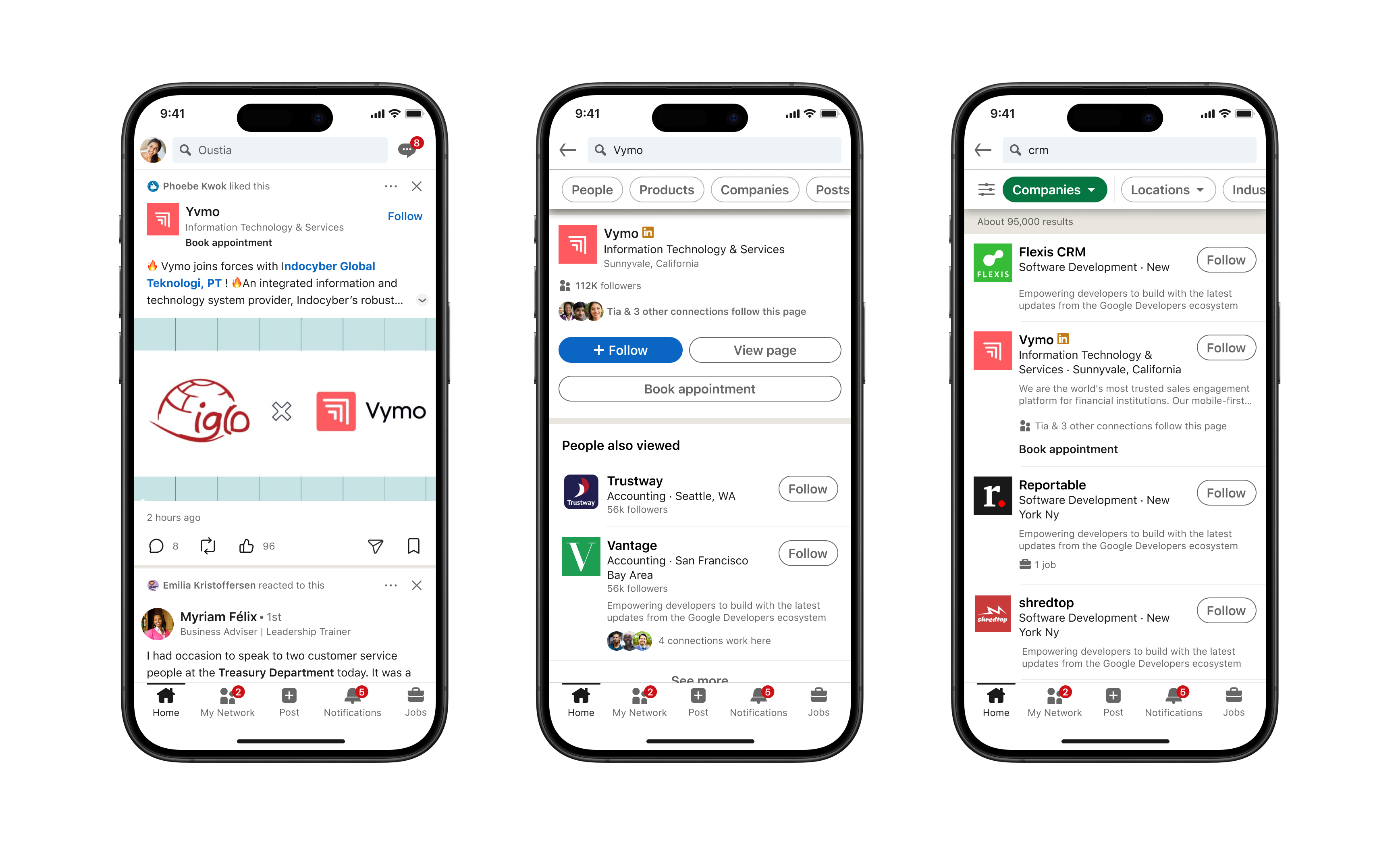 Image of custom button across LinkedIn