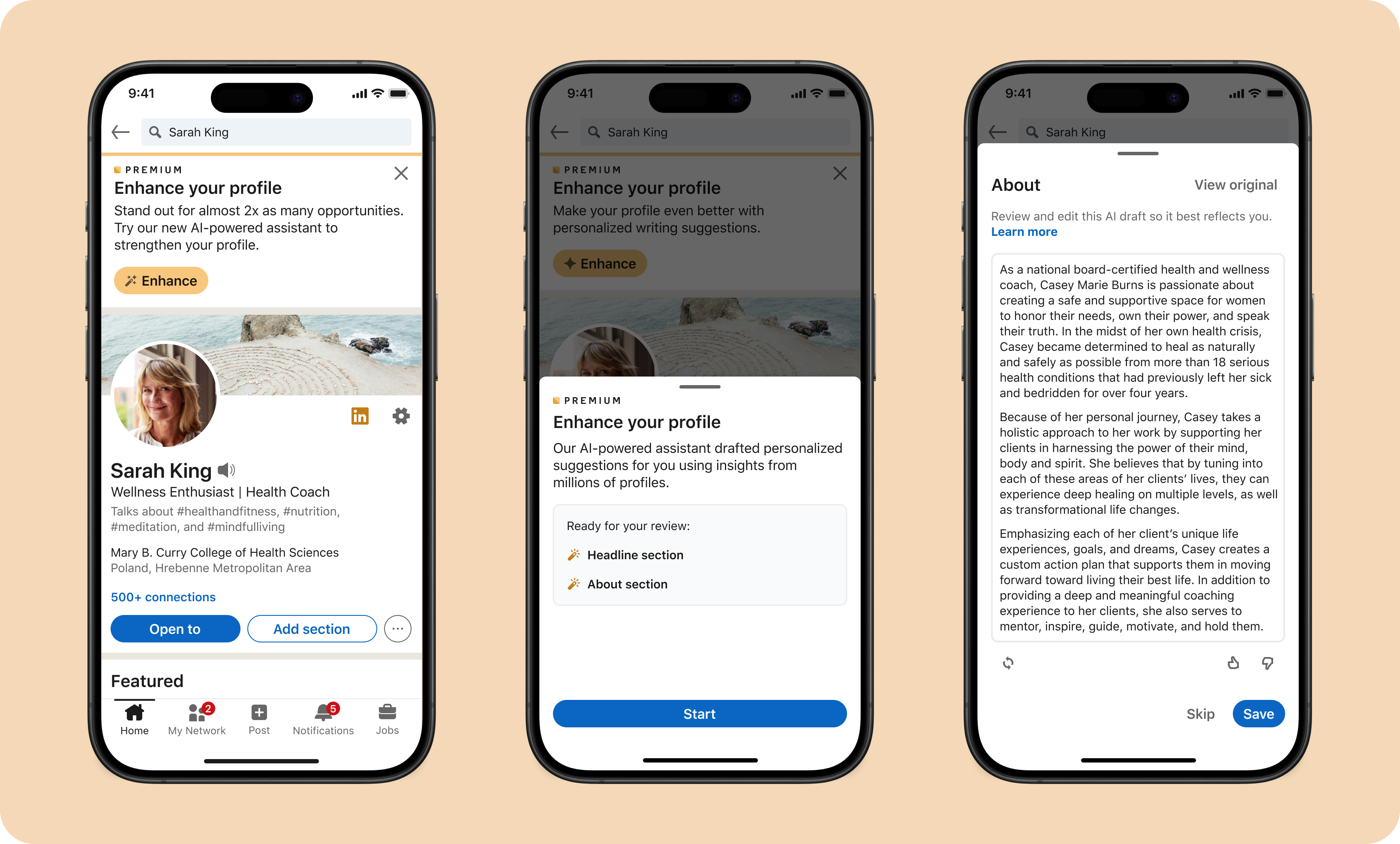 Images of the AI enhanced profile