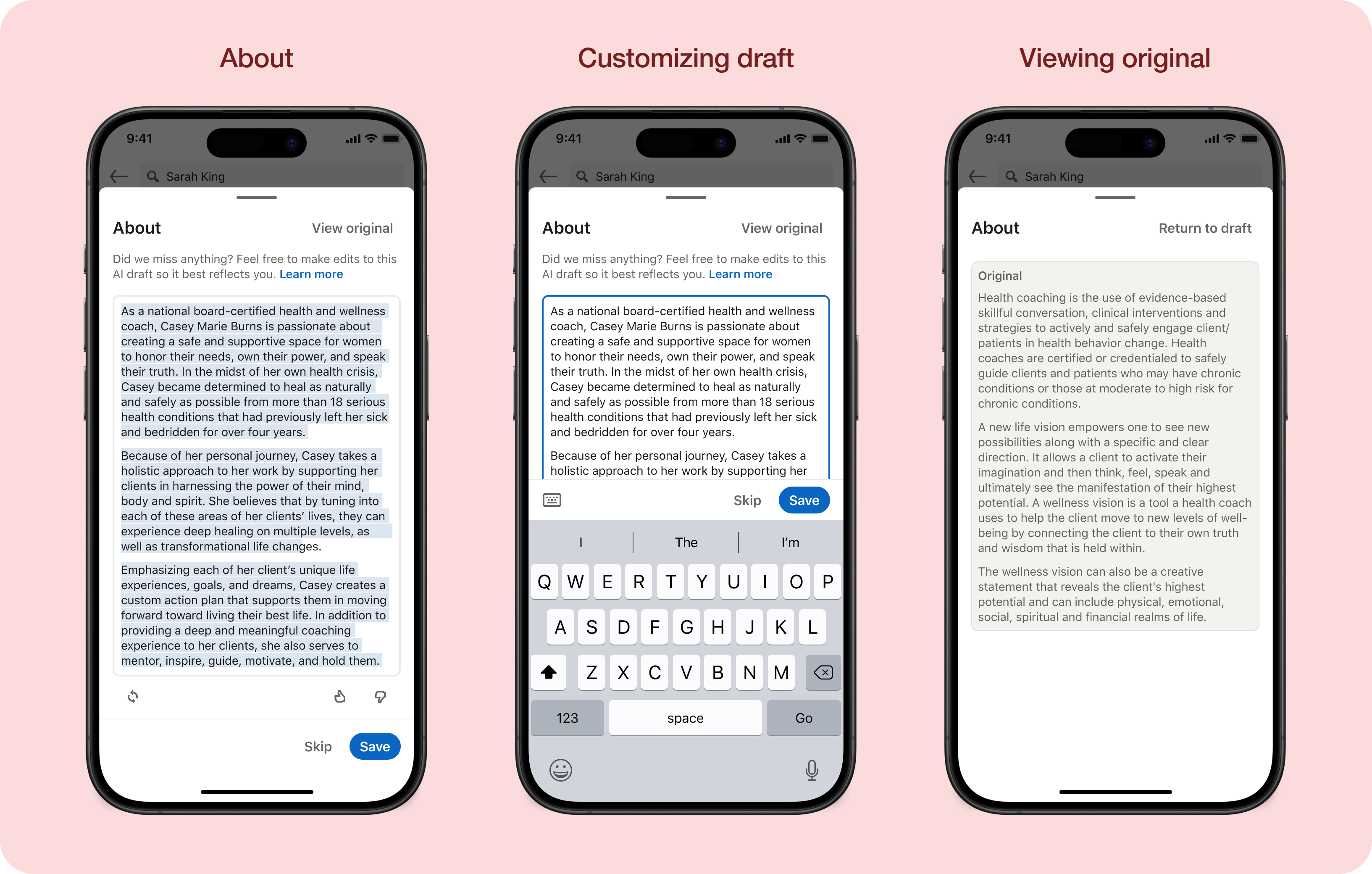 Image of comparing suggestion to the original